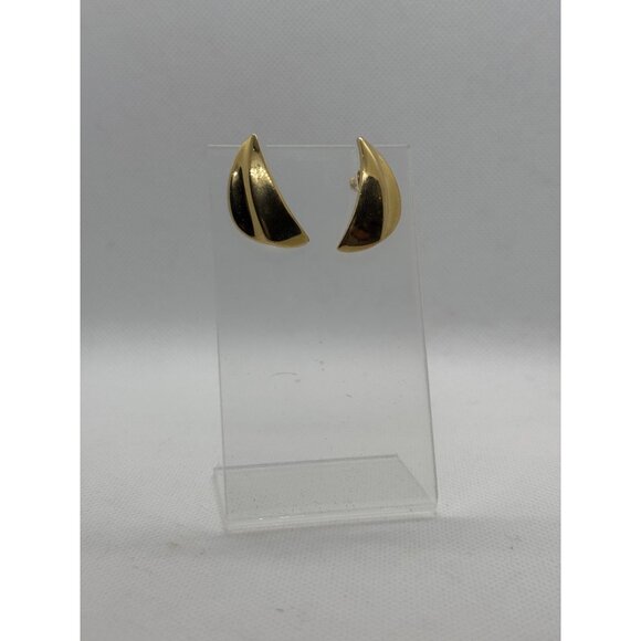 Trifari Gold-Tone Pierced Earrings Abstract Design & Push Back Closure For Women - Picture 1 of 7